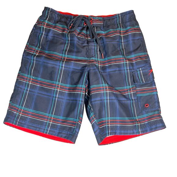 Speedo Bathing Suit Trunks Men's Small Mesh Lined Pockets Drawstring Beach Swim - Picture 1 of 14